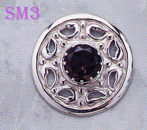SM3 Sterling Silver Ladies Brooch with Smoky Quartz Stone