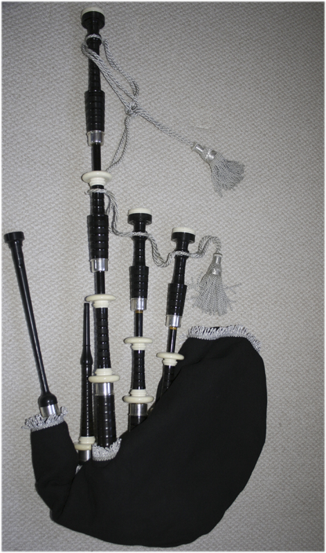 1 Set of Robertsons Ivory & Silver  Bagpipes